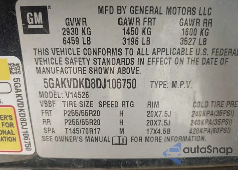 2013 Buick Enclave Premium from USA, damaged, VIN 5GAKVDKD8DJ106750